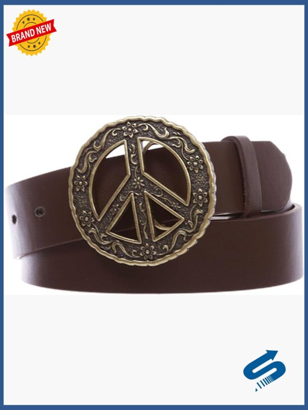 1.5" Snap On Belt with Floral Peace Sign Buckle - Interchangeable